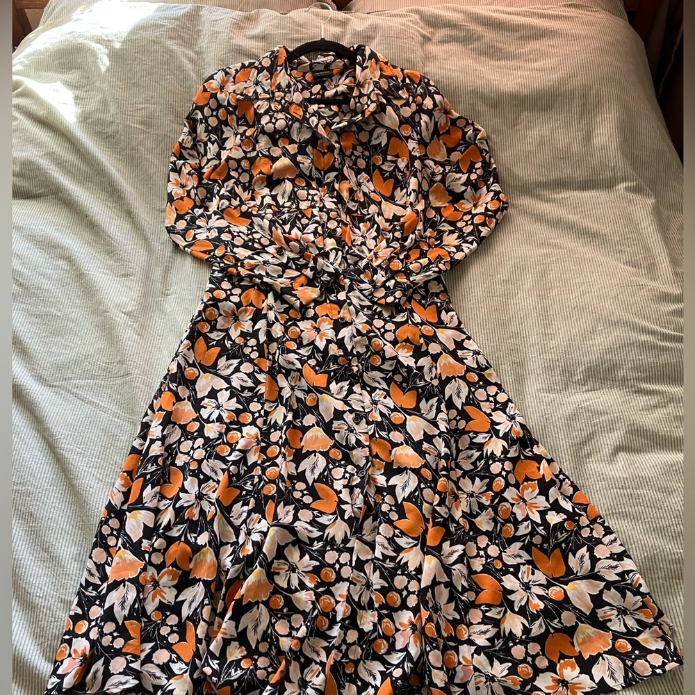 Who What Wear Target Orange/Black Patterned Medium Dress